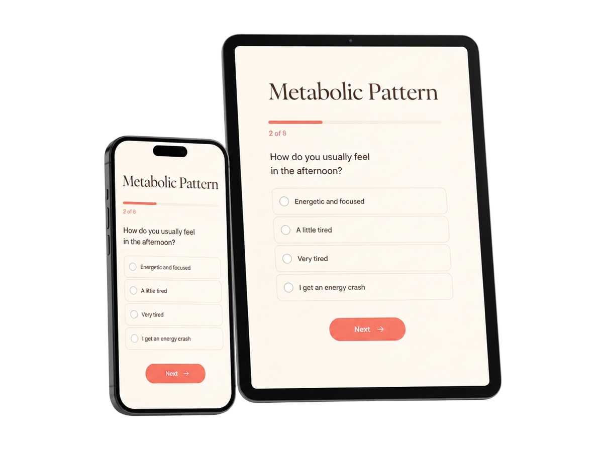 Metabolic Pattern Assessment shown on phone and tablet
